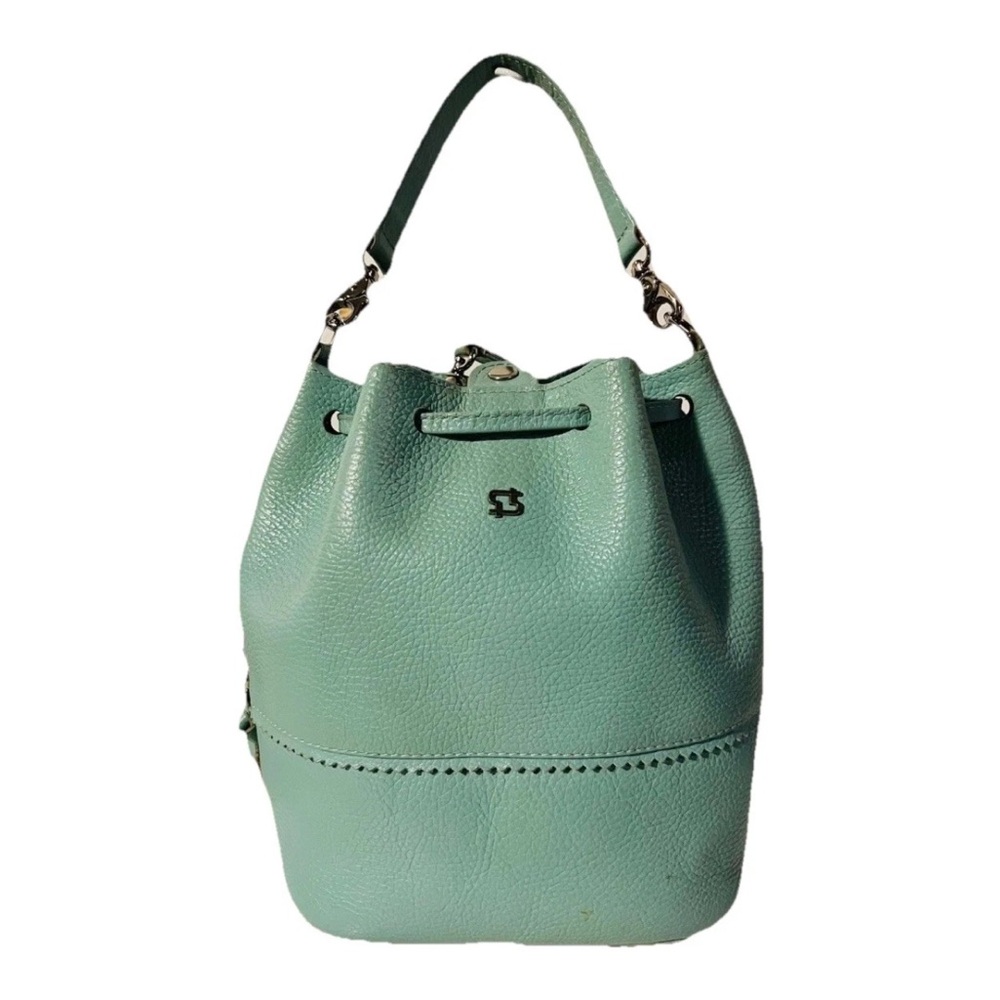 Mint Light Green Genuine Leather Pebbled Handmade Small Backpack Made In Russia